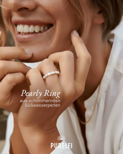 Detalle de Purelei Pearly Anti Stress Ring – Elastischer Damenring mit schimmernden Süßwasserperlen