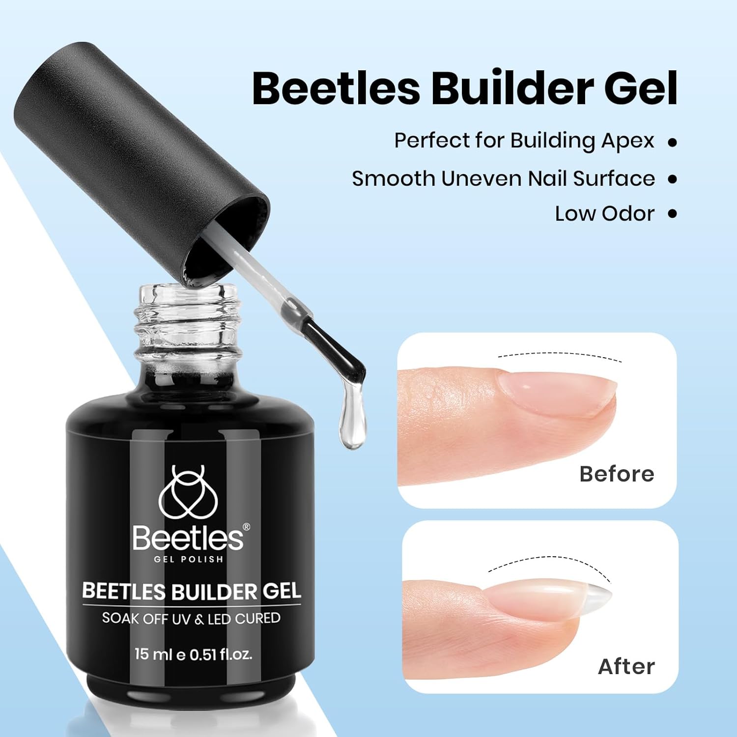 Thumbnail 2 de Beetles 3Pcs 15ml Builder Gel Set with No-Wipe Top Coat: Shine, Strength, and Smooth Extension in One Kit