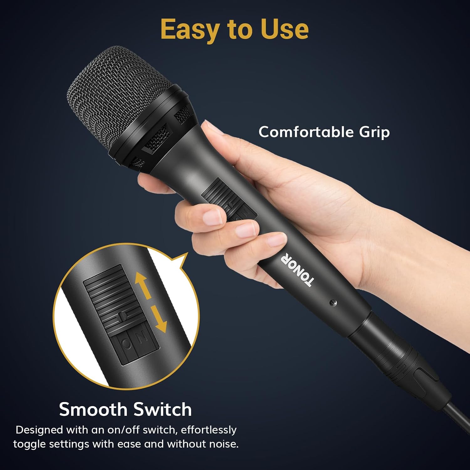 Detalle 2 de TONOR D5 Dynamic Vocal Microphone with 4.5m XLR to 6.35mm Cable