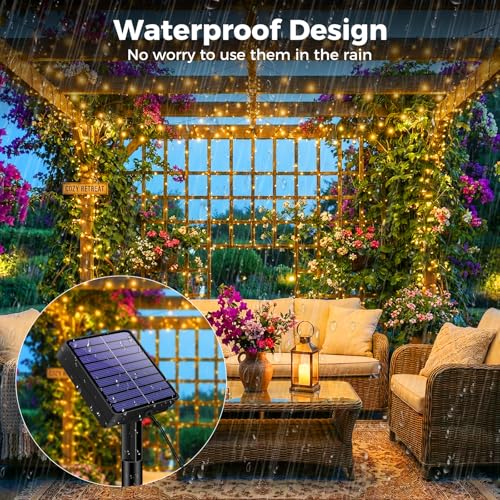 Detalle de kolpop Solar Lichterkette Outdoor 12M – wetterfest, 120 LED, 14 m Gesamtlänge