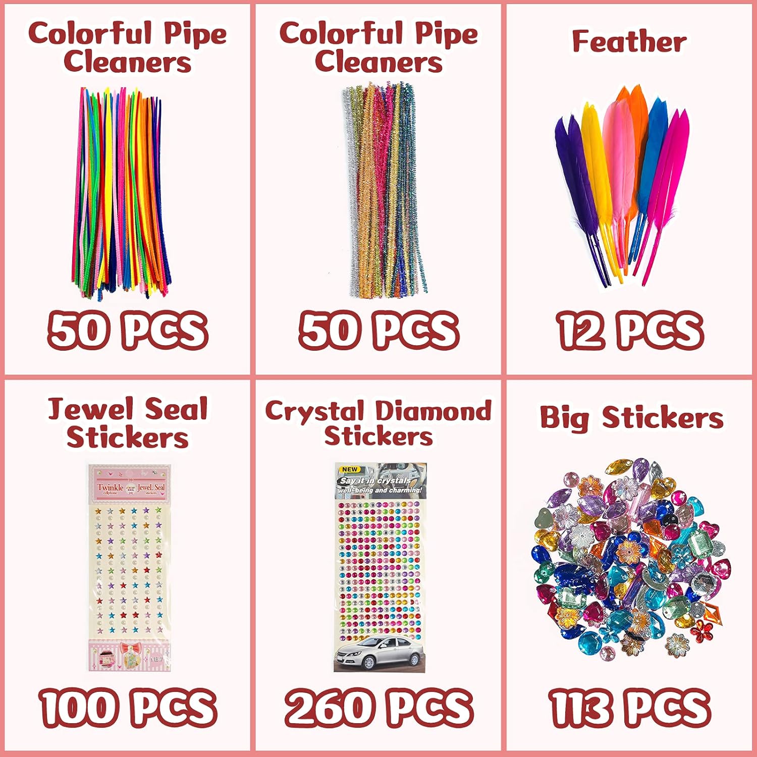 Thumbnail 3 de Bastelset Kinder Bastelkoffer mit 1300+ Teilen: Pailletten, Pfeifenreiniger, Pompons & mehr für DIY-Projekte