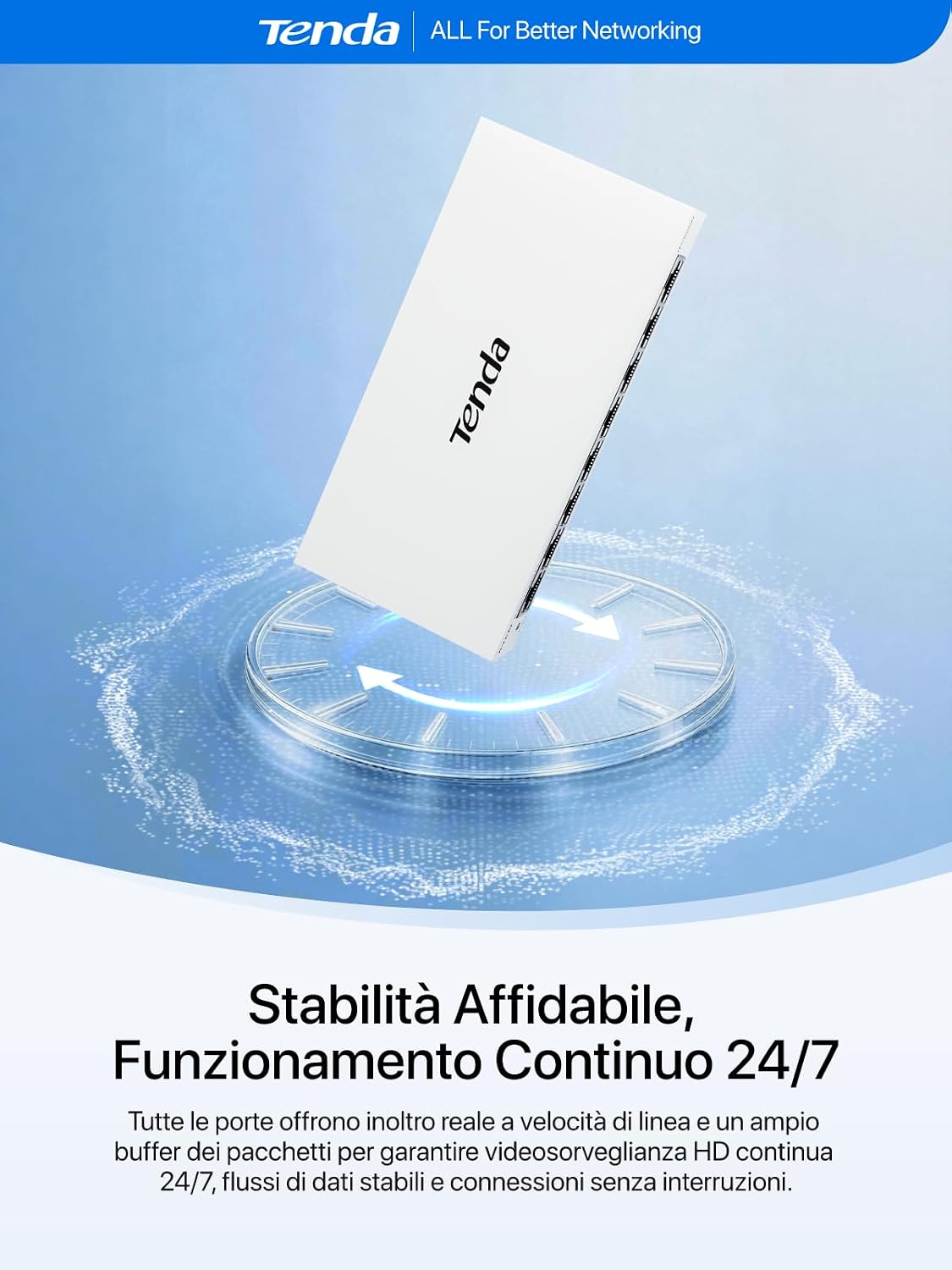 Detalle 2 de Tenda Switch Ethernet 8 Porte Gigabit Unmanaged TEG1008M