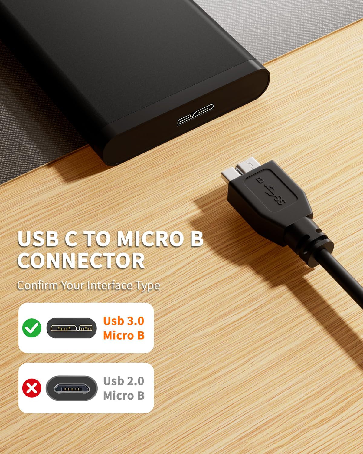 Thumbnail 5 de ITD ITANDA USB 3.0 Micro B to USB-C 6ft cable