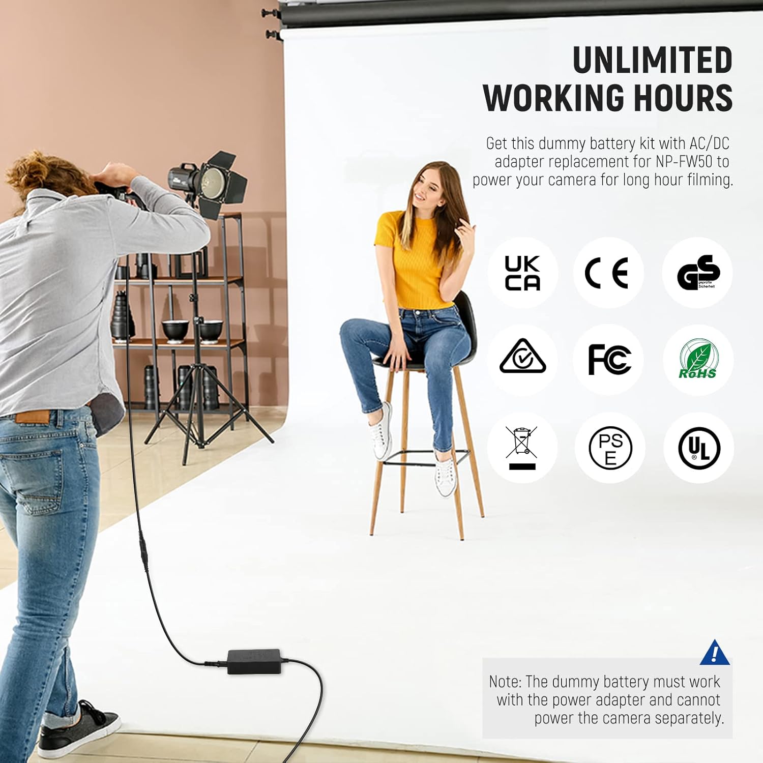 Thumbnail 3 de NEEWER AC-PW20 Adattatore d’Alimentazione con batteria fittizia per Sony NP-FW50