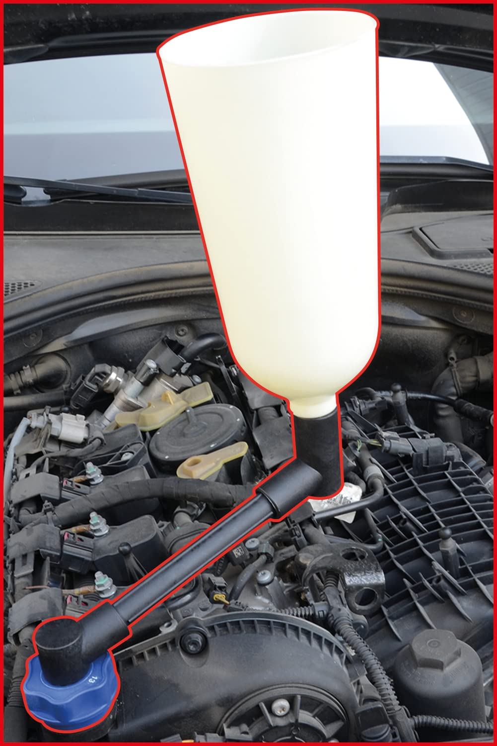 Detalle de KS Tools 150.9155 – Set di imbuti per olio con braccio girevole per VAG, 4 pezzi