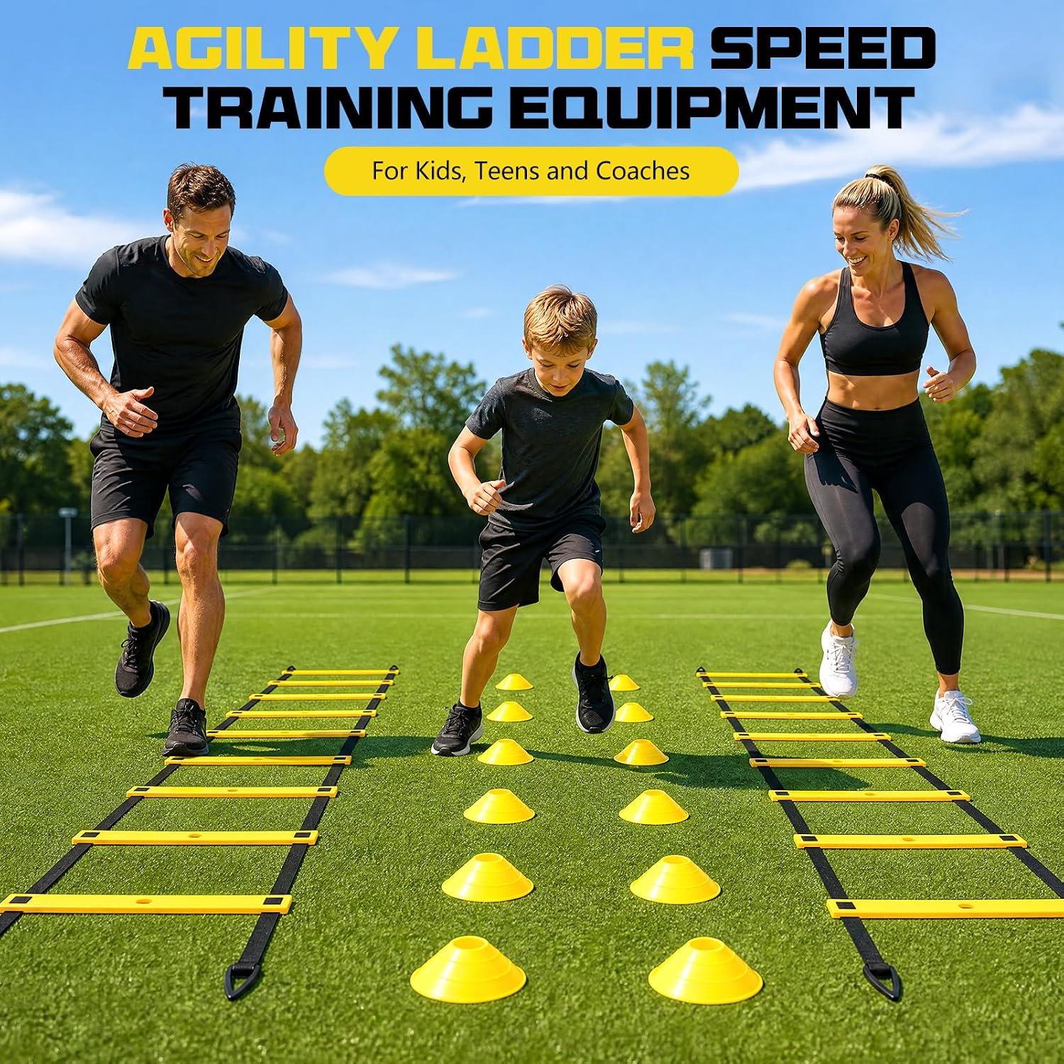 Thumbnail 6 de KJSUE 2-Pack Agility Ladder Set with Adjustable Rungs, Cones and Stakes