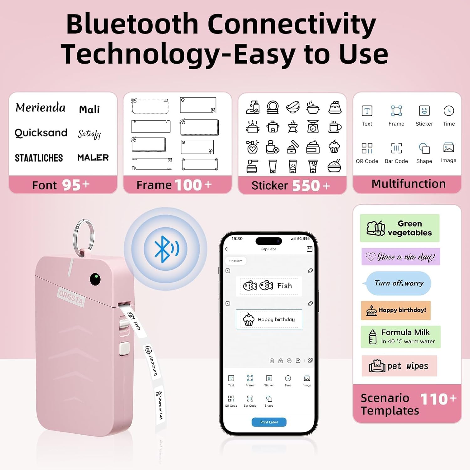Detalle de ORGSTA Label Printer 2000 mAh portable Bluetooth sticker maker