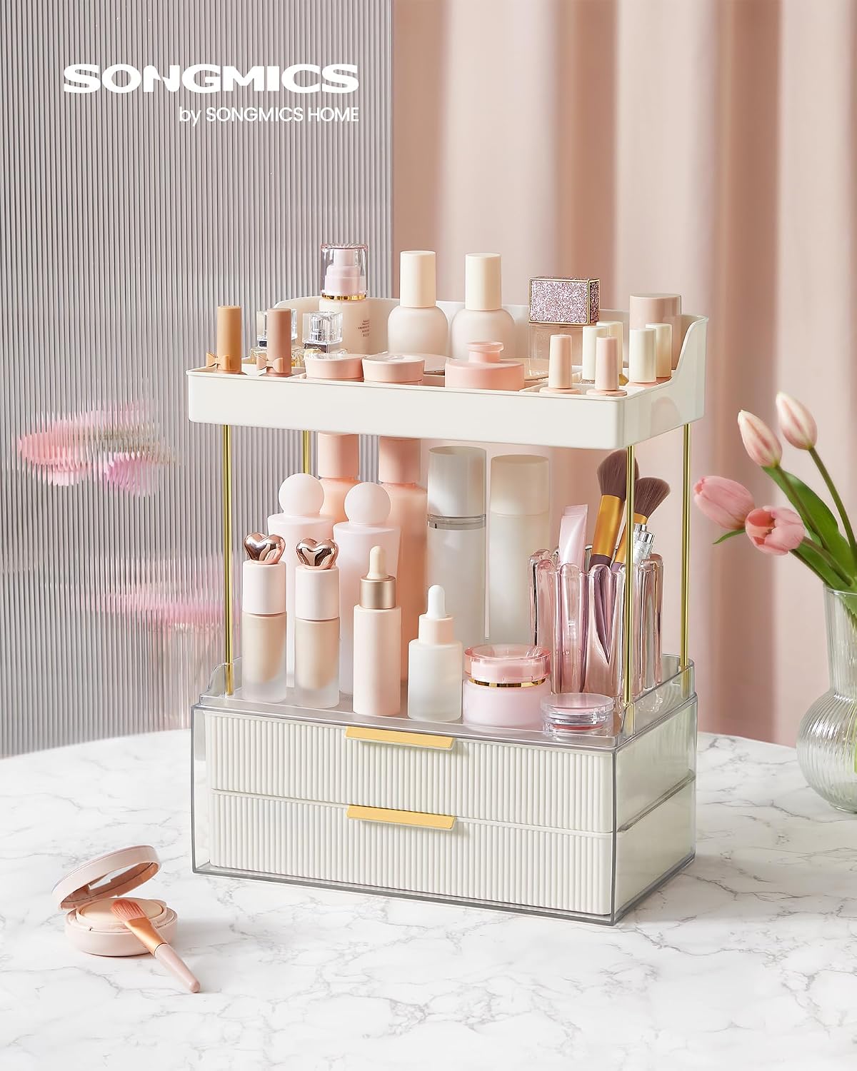 Thumbnail 2 de SONGMICS 4-Layer Makeup Organiser (Cloud White JKA021W01) with 4 dividers