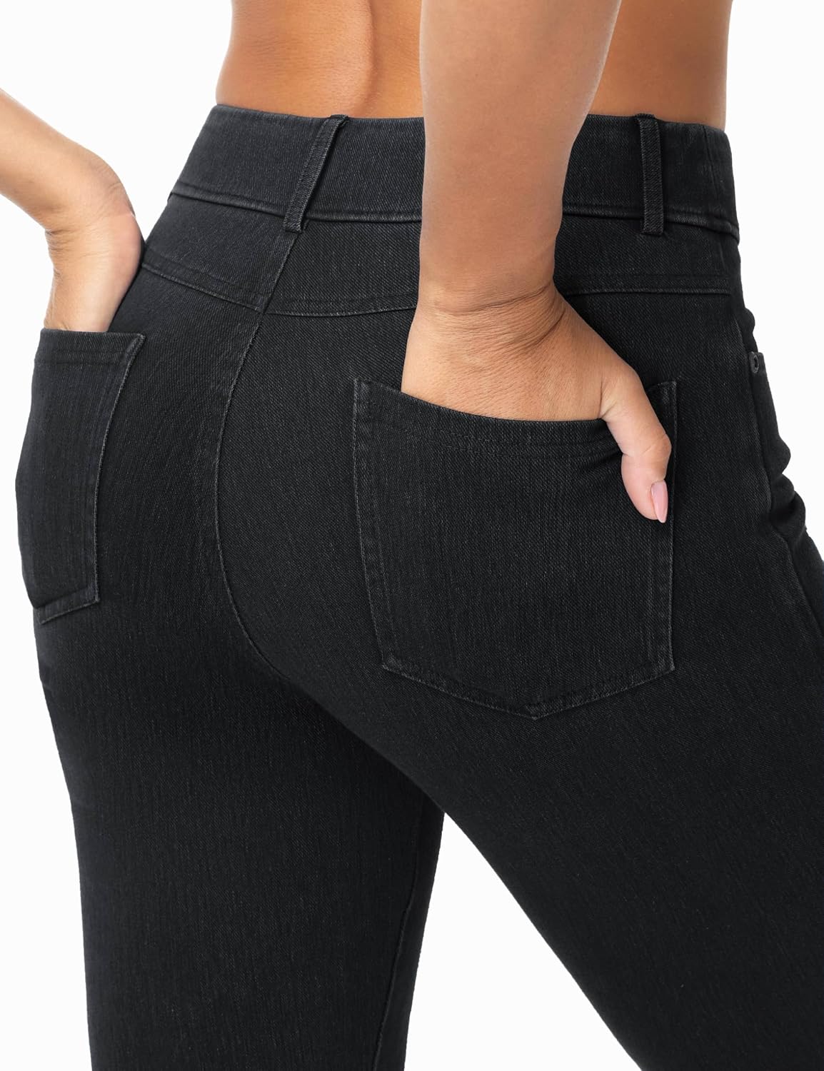 Thumbnail 4 de THE GYM PEOPLE Women's Wide Leg Flared Jeggings, High Waist Stretch Denim
