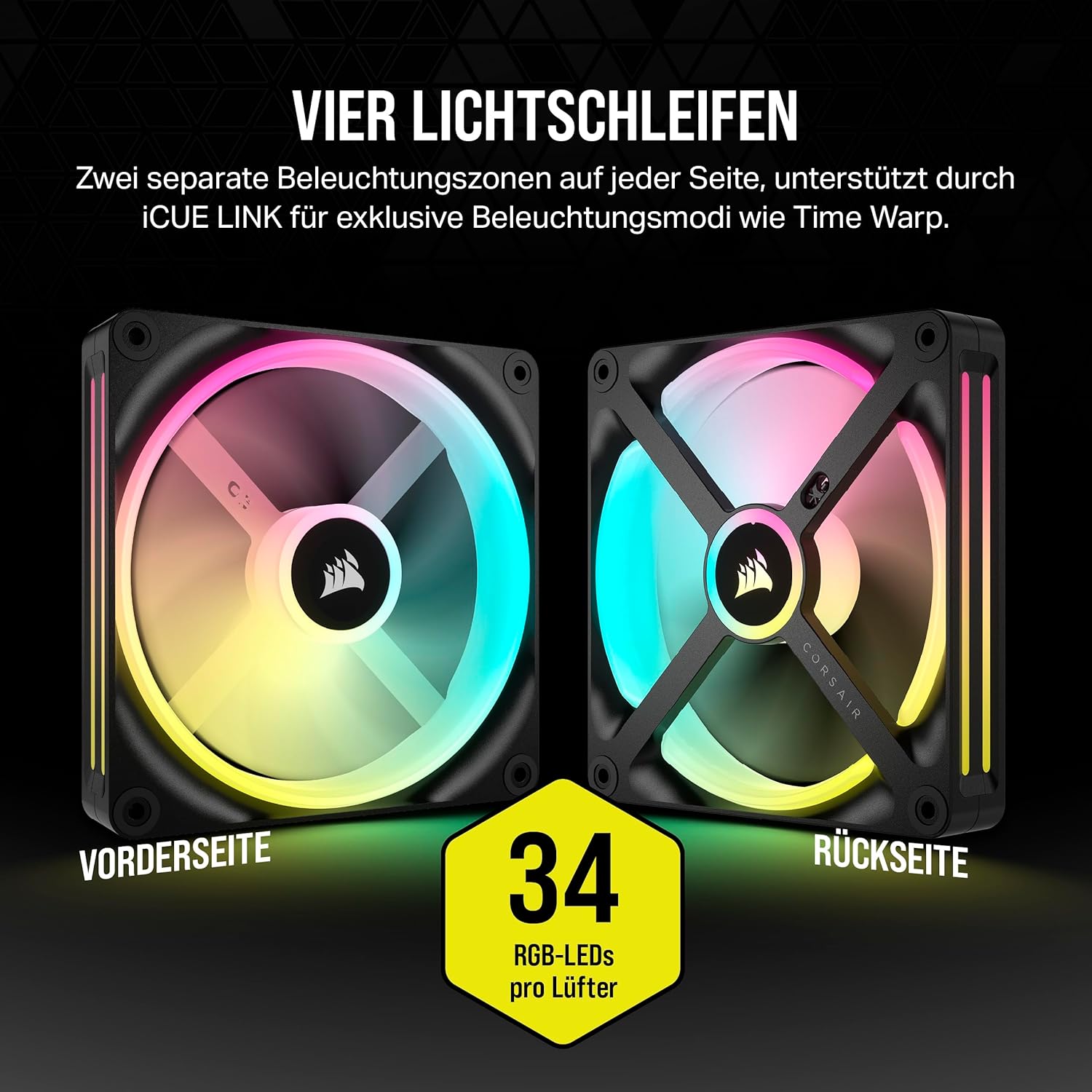 Detalle de Corsair iCUE LINK QX140 RGB Magnetic Dome Lüfter (140 mm) – Schwarz
