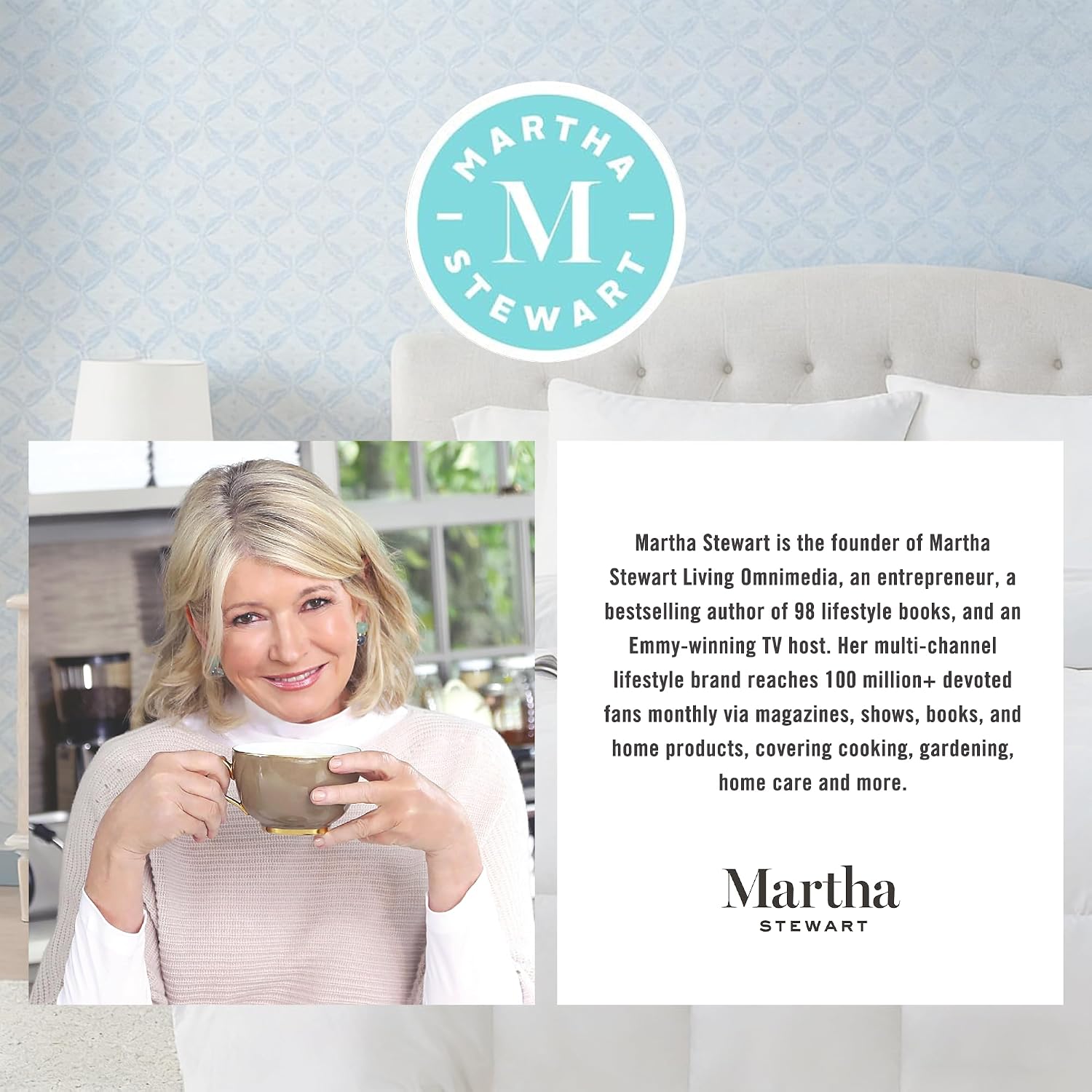 Detalle de Martha Stewart Queen Comforter, Goose Feather & Down Fiber, Cotton Cover, All-Season Medium Warmth
