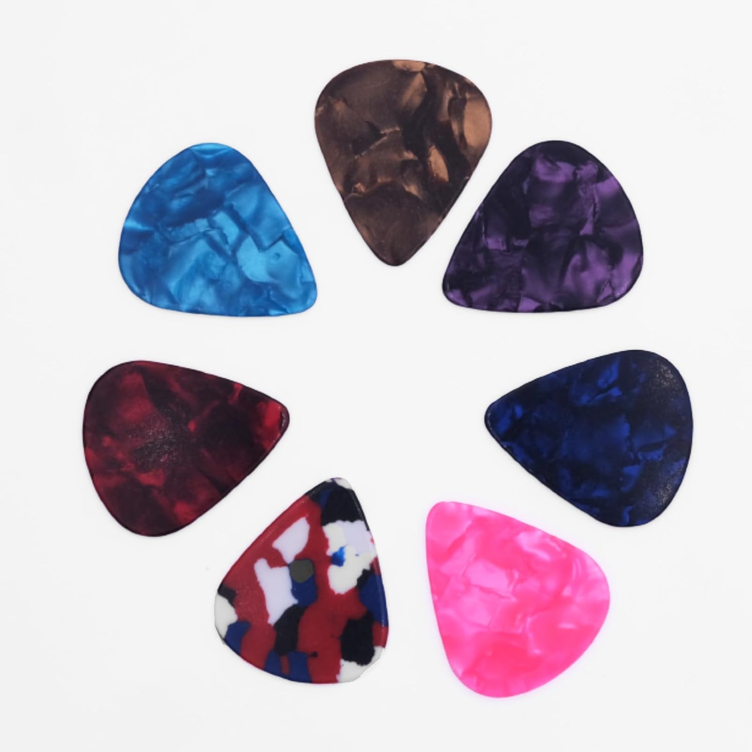 Detalle de Xuxing xr-008 Celluloid Guitar Picks, 30-Pack, 1.2 mm, Assorted Colors