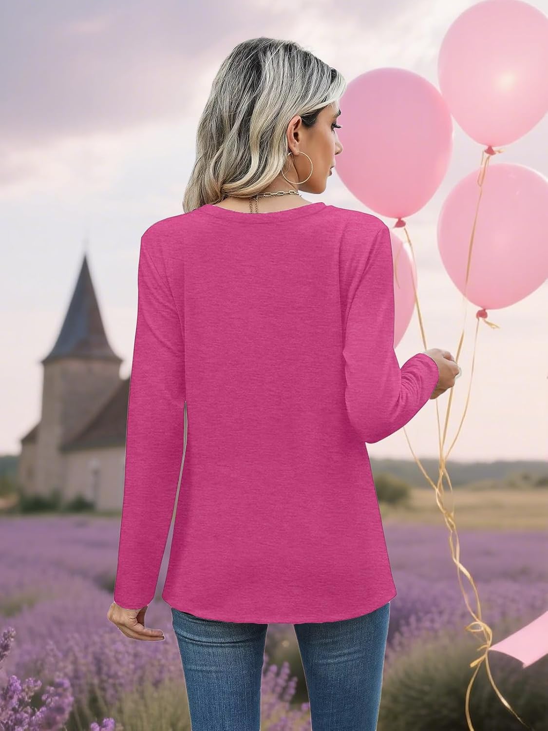 Detalle 1 de WOSHN Breast Cancer Awareness Long-Sleeve Shirt