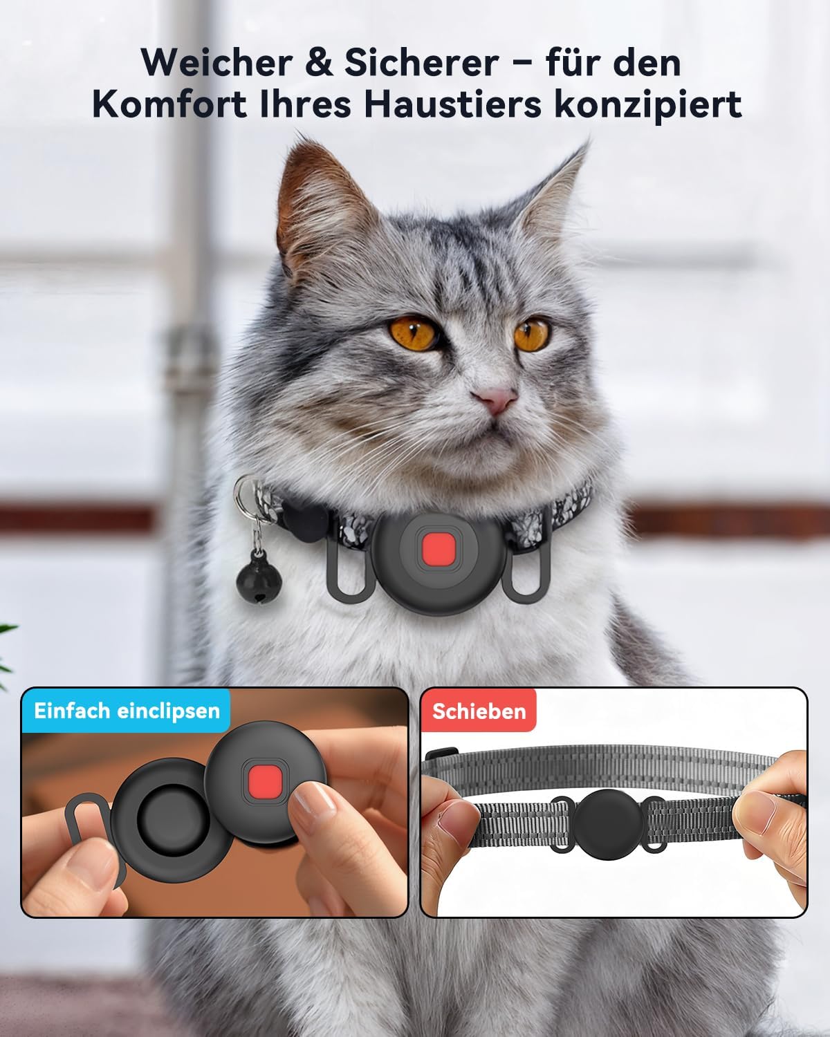 Detalle de Hund GPS Tracker für Android ohne ABO – 4er Pack, Wasserfest, Google Find Hub kompatibel