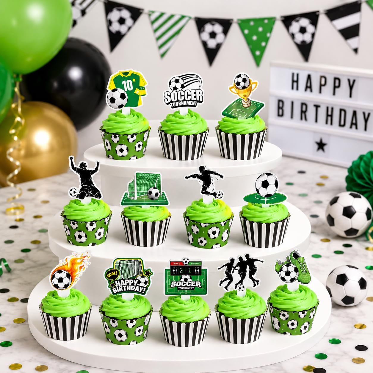 Thumbnail 6 de GIFTODAY Soccer Cake Topper Set, 25 Pieces