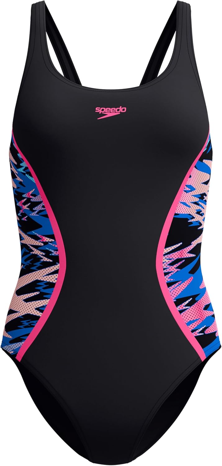 Detalle de Speedo Hyperboom Splice Muscleback One Piece Femme : maillot résistant et flatteur pour l’entraînement en chlore