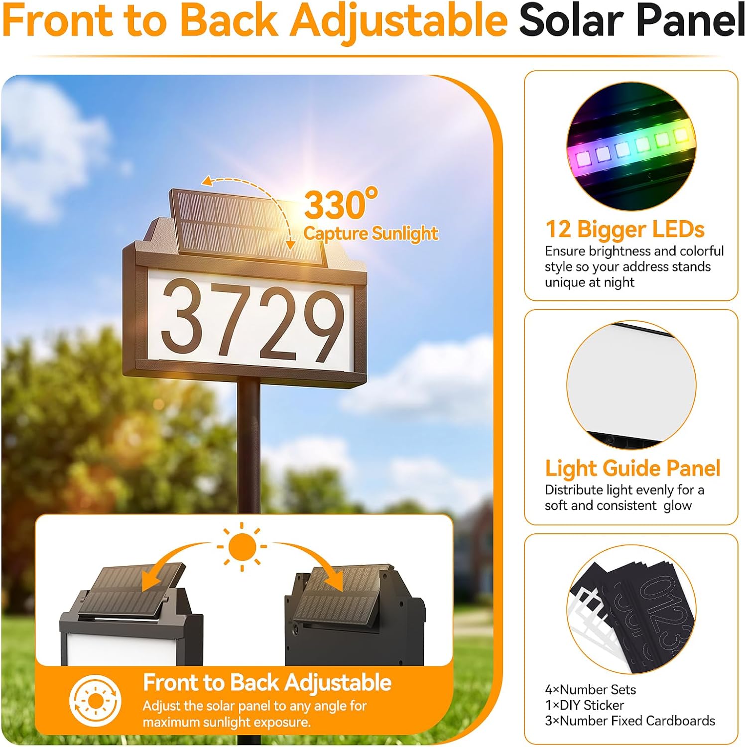 Detalle de Solar Address Sign with 12 LEDs