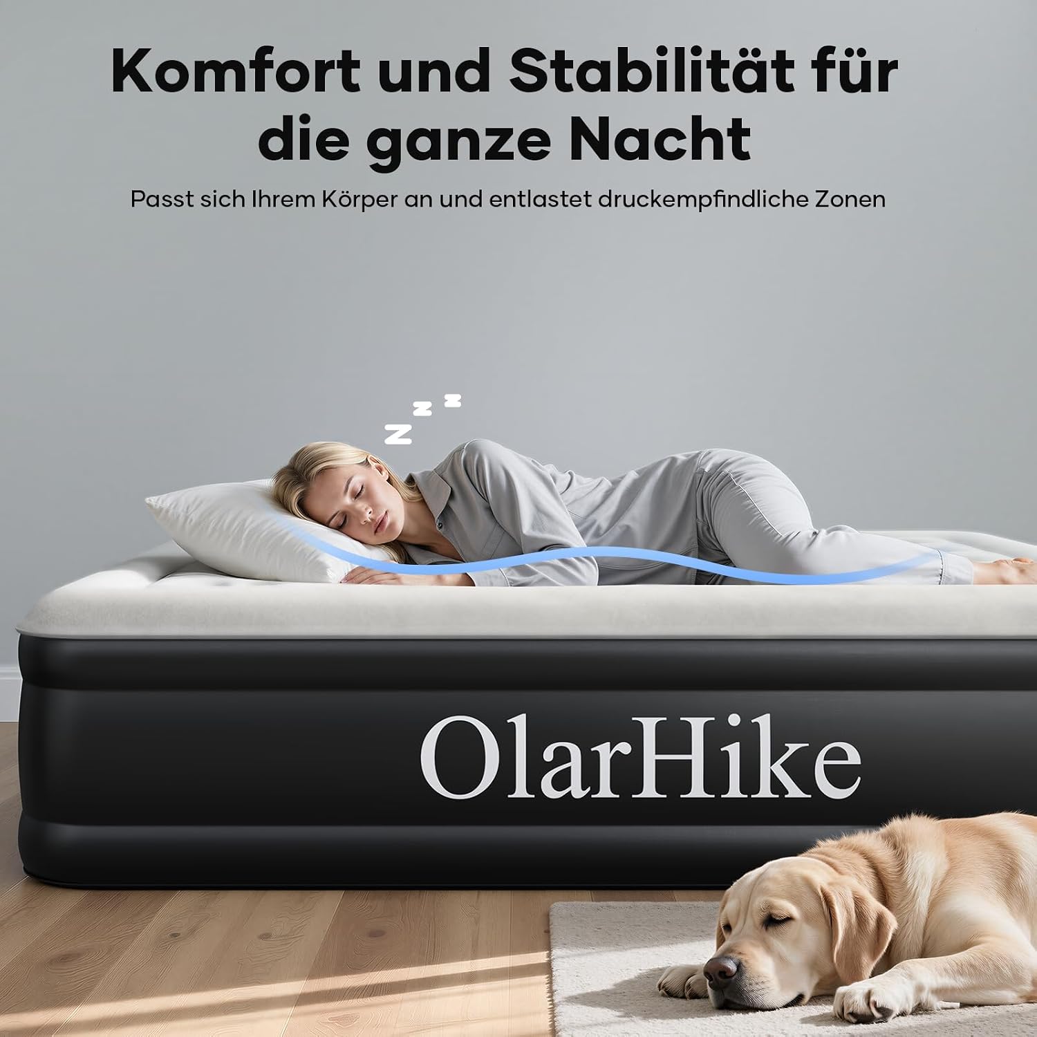 Detalle 2 de OlarHike Selbstaufblasbare Luftmatratze 203×152×46 cm