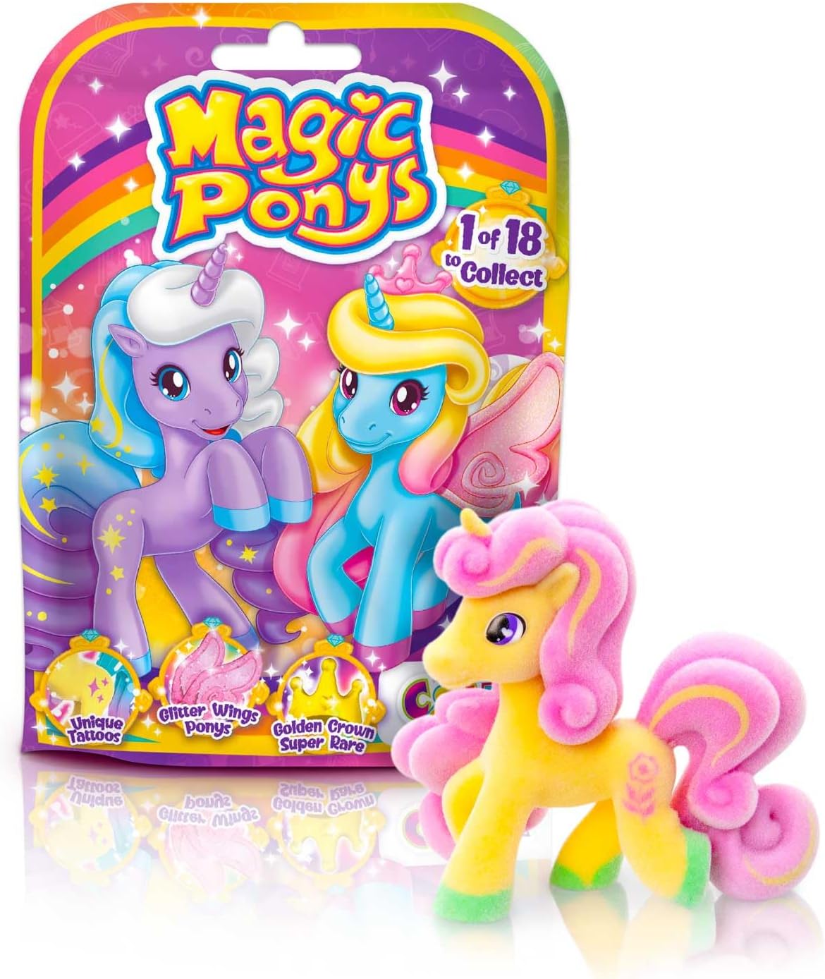 Detalle de CRAZE Magic PONYS 44971 verzamelpony met glittervleugels en tatoeages