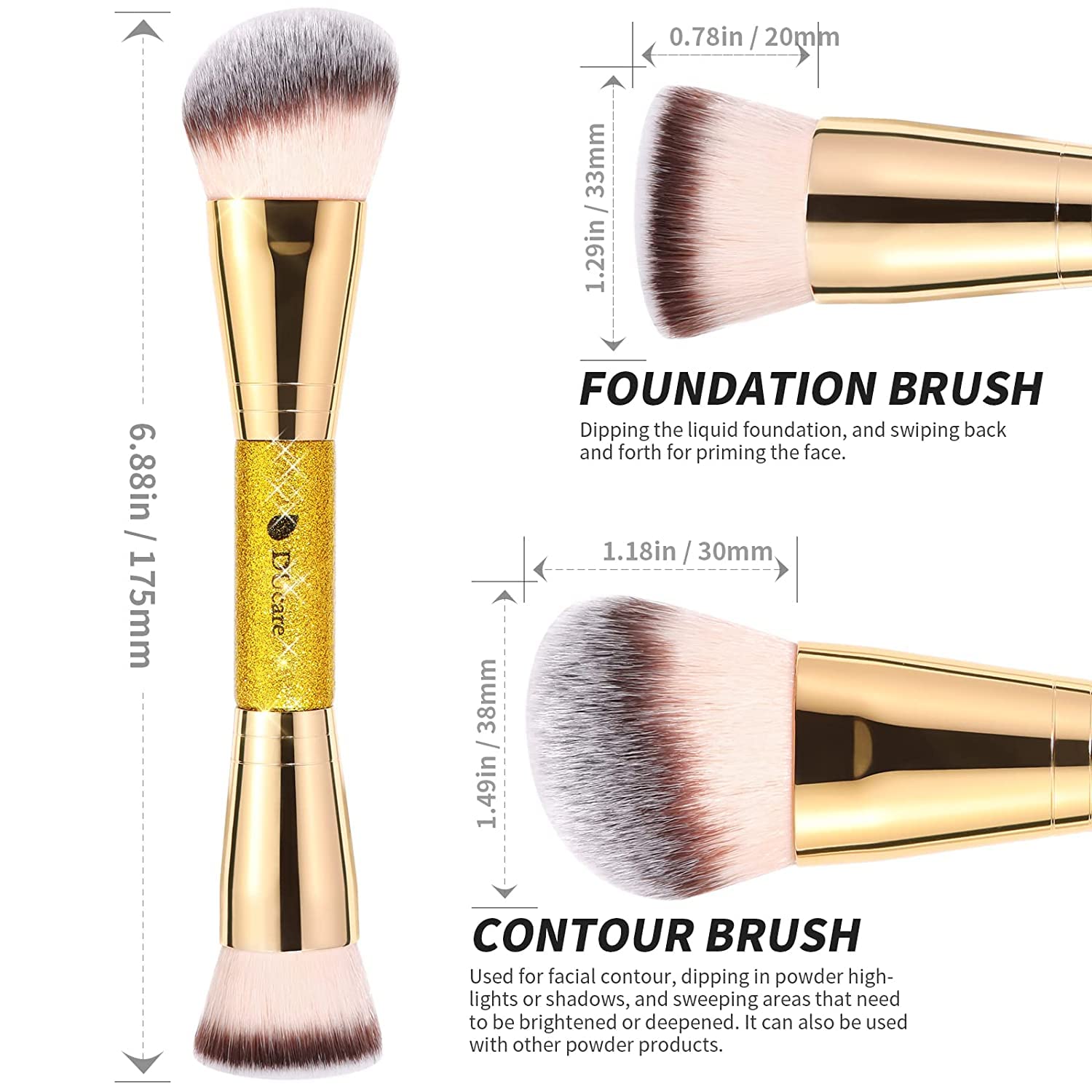 Thumbnail 2 de DUcare Dual End Foundation Contour Bronzer Brush (Double-Ended Face Makeup Tool)