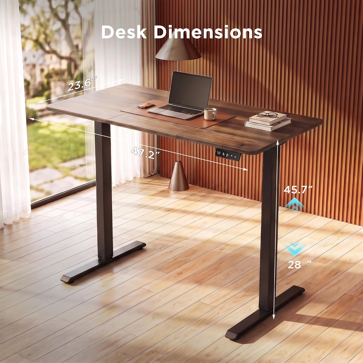 Detalle de NEXT BEAUTY 48 x 24-Inch Electric Standing Desk, Dark Walnut with Memory Presets