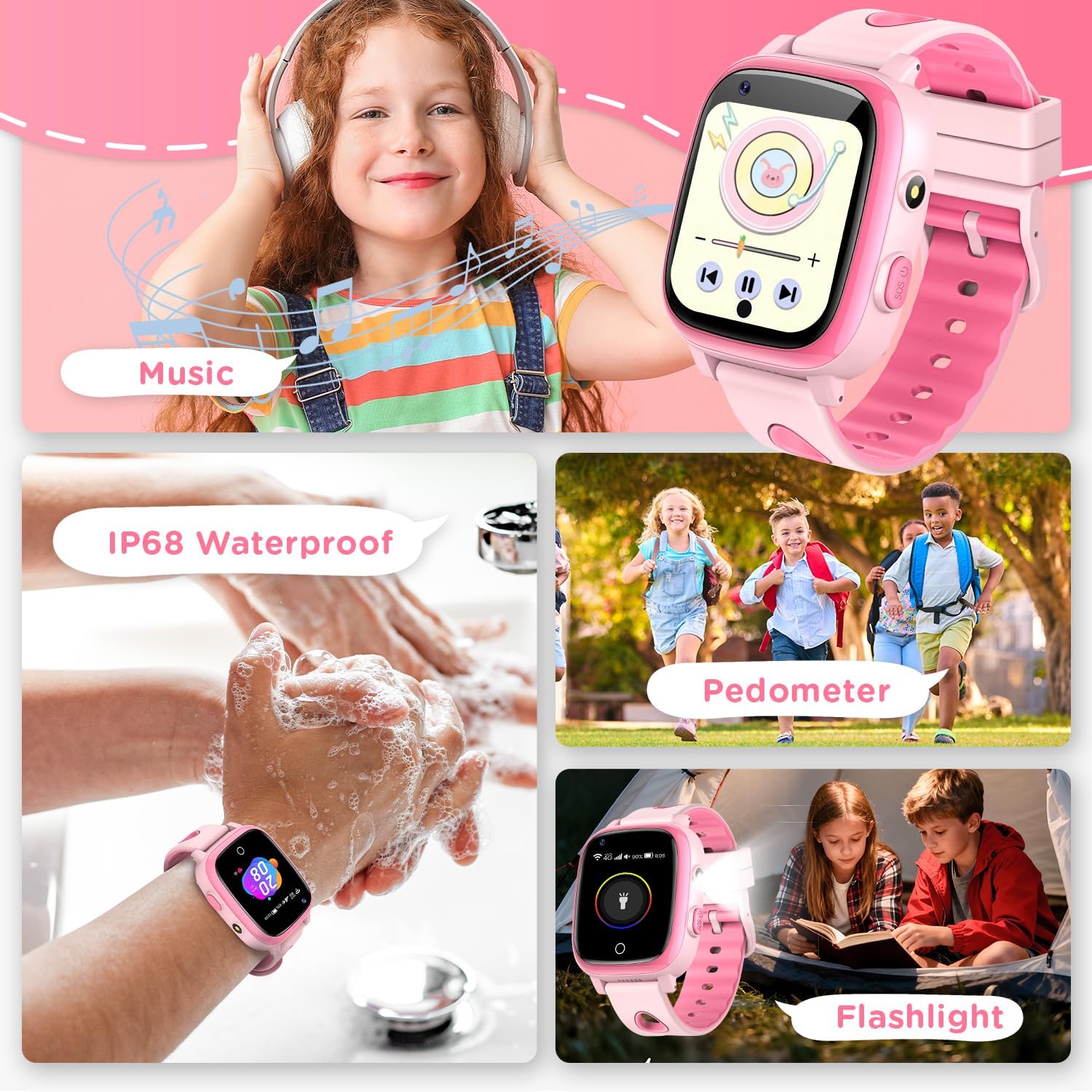 Thumbnail 4 de whraills 2026 Nuovo Smartwatch Bambini 4G con Videochiamata, GPS e Modalità Scuola – Rosa