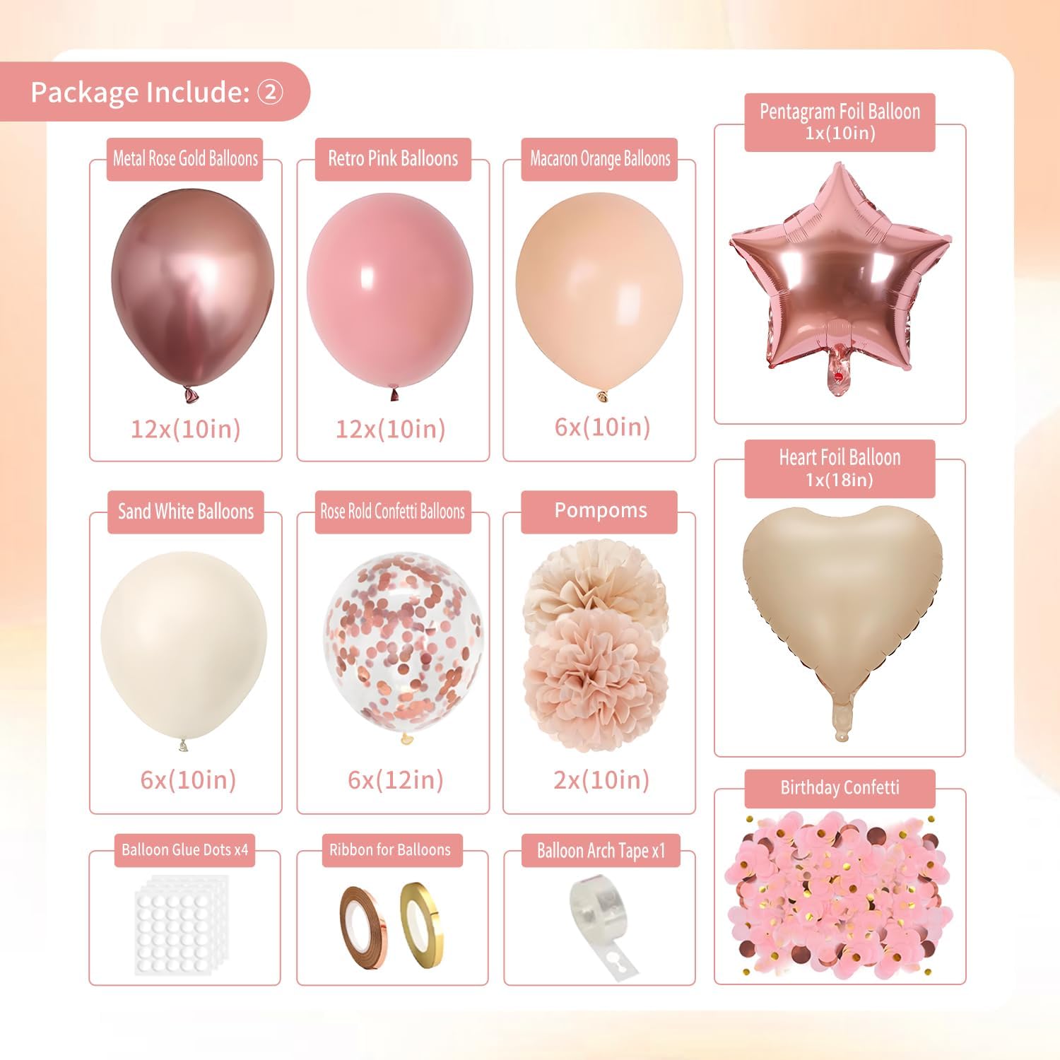 Thumbnail 3 de Retro Blush Pink Birthday Decorations Kit – Boho Gold & Dusty Pink Party Set