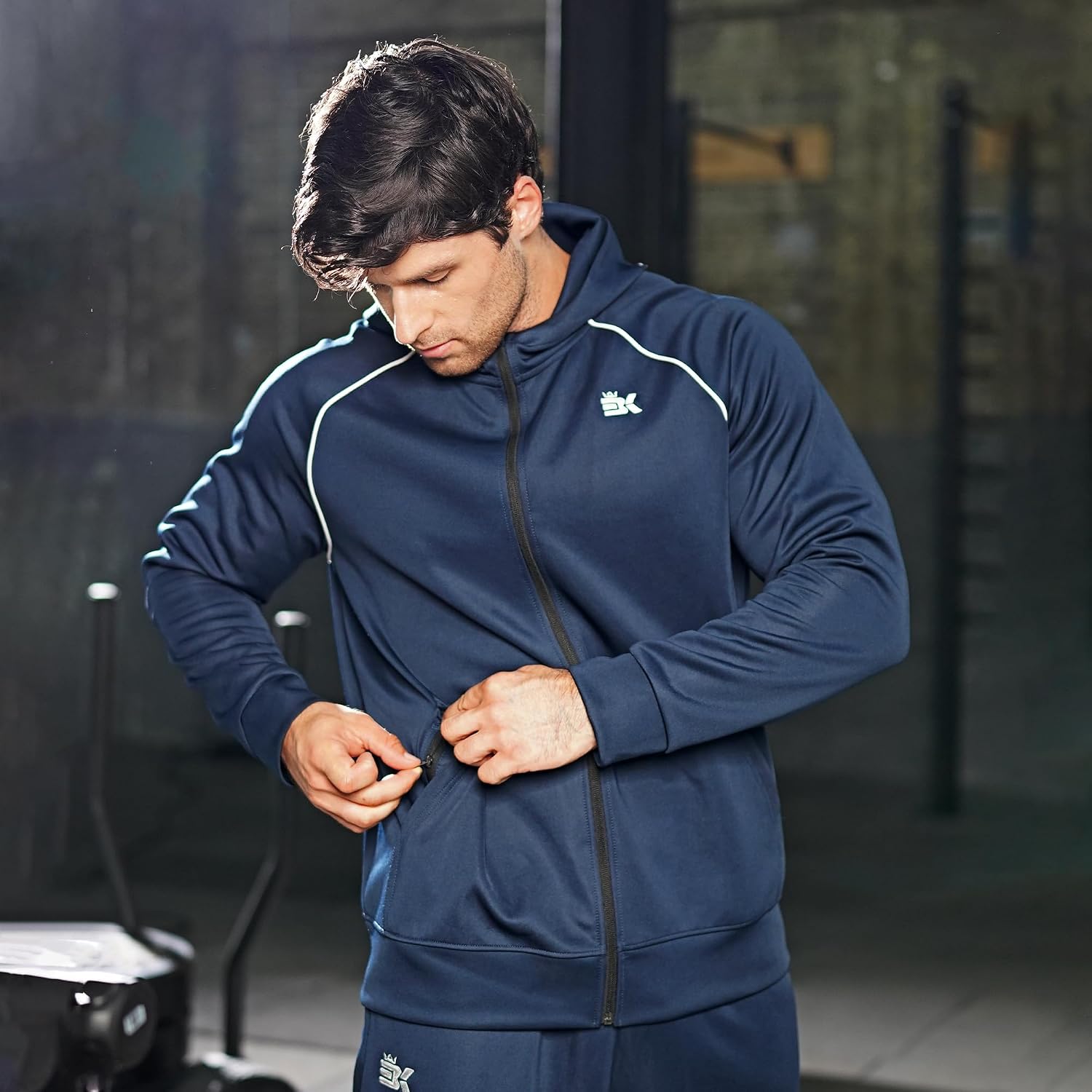 Thumbnail 6 de BROKIG Mens Gym Hoodies: Zip Up Hooded Sweatshirt with Hidden Pockets