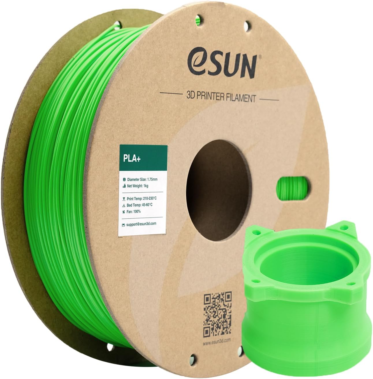 Detalle de eSUN PLA+ Filament 1.75mm (Enhanced Toughness) – 1kg spool, Peak Green