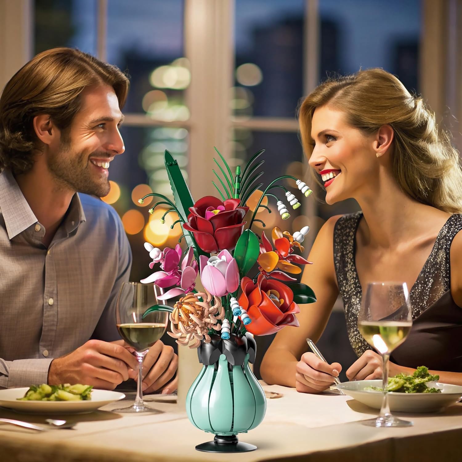 Thumbnail 6 de TYONUEYS 566 Teile Blumen Bauspielzeugset