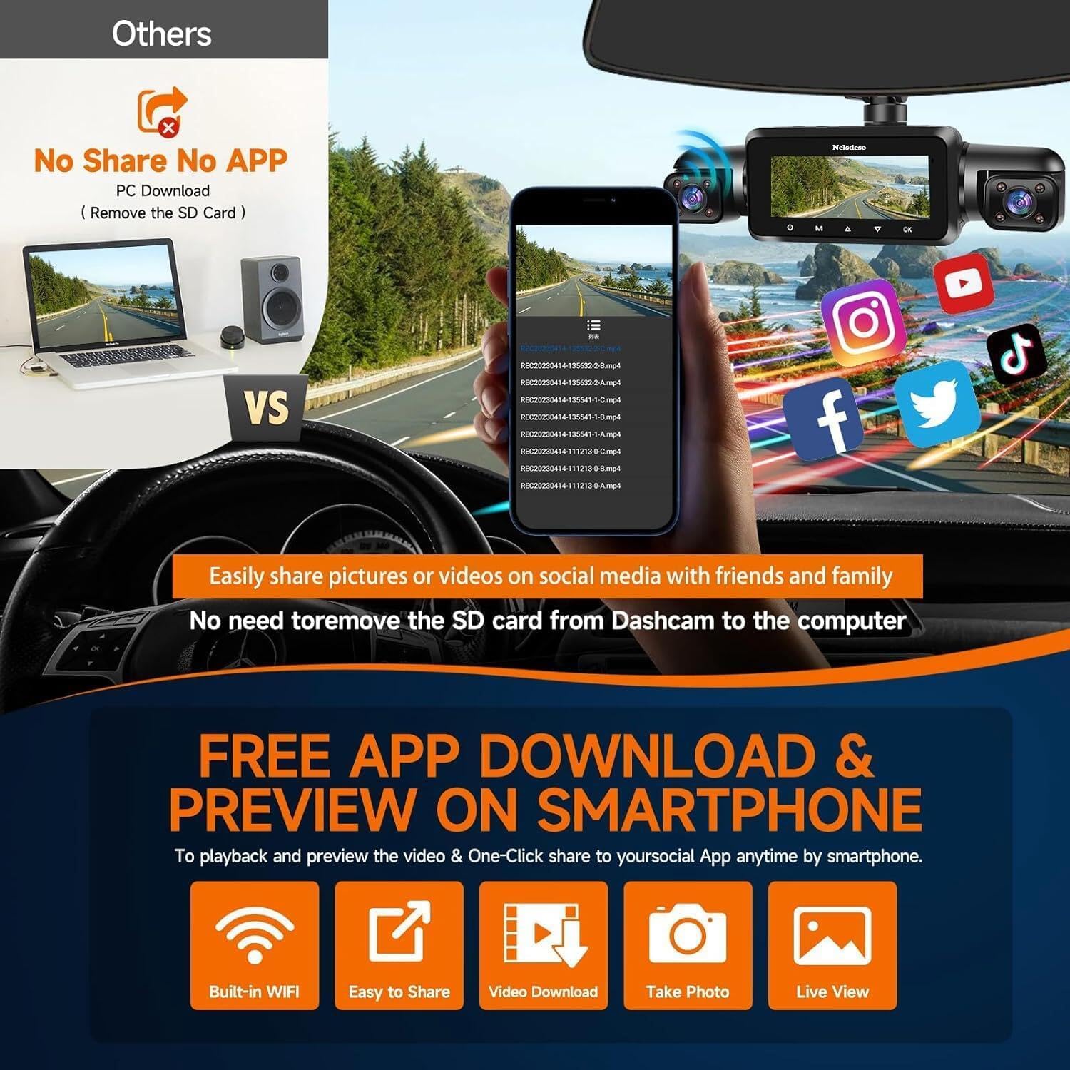 Thumbnail 6 de Neideso N300 4-Channel Dash Cam 360°