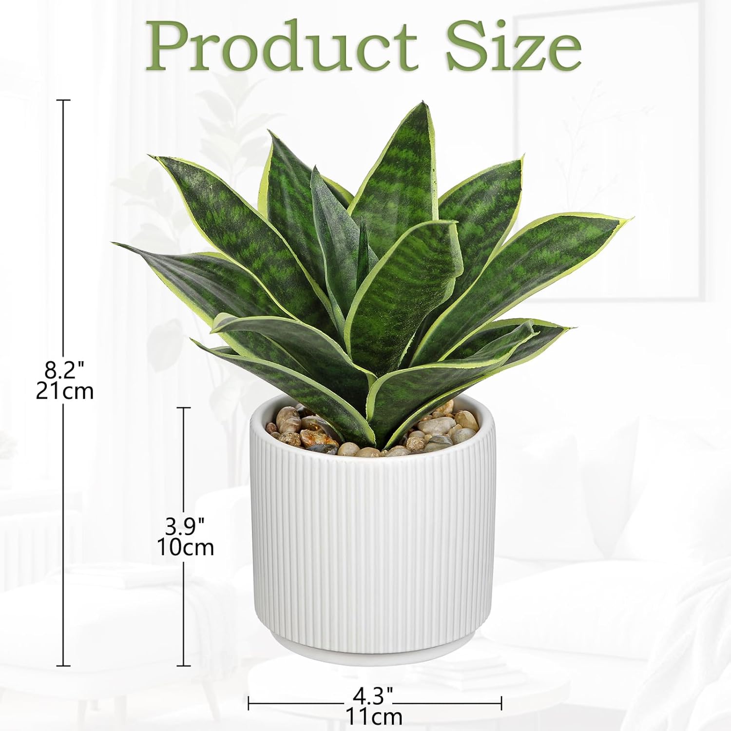 Thumbnail 1 de Oairse 21cm Artificial Agave Plant in Ceramic Pot – Realistic Faux Greenery for Home and Office
