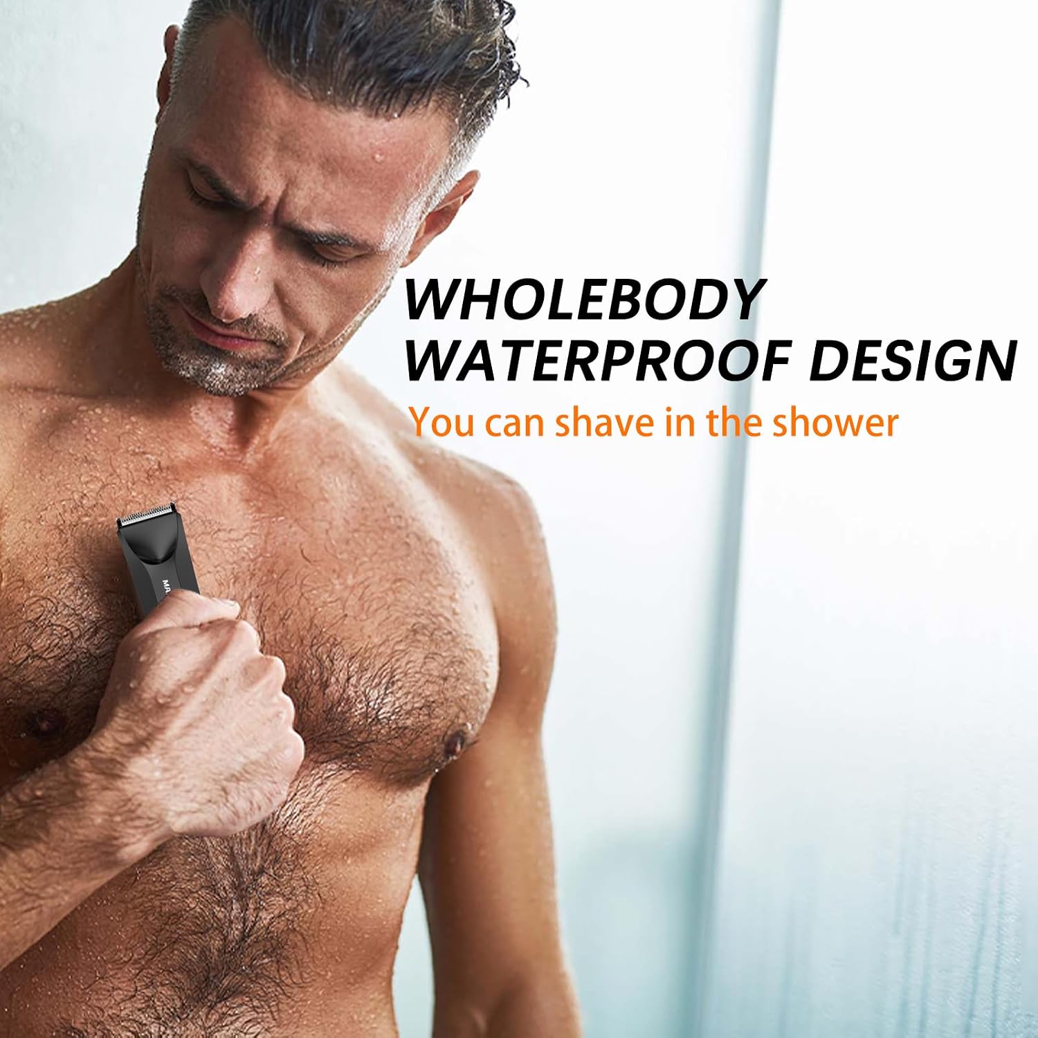 Detalle de MAXGROOM M-9087-BK Body & Pubic Hair Trimmer, IPX7 Waterproof with LED