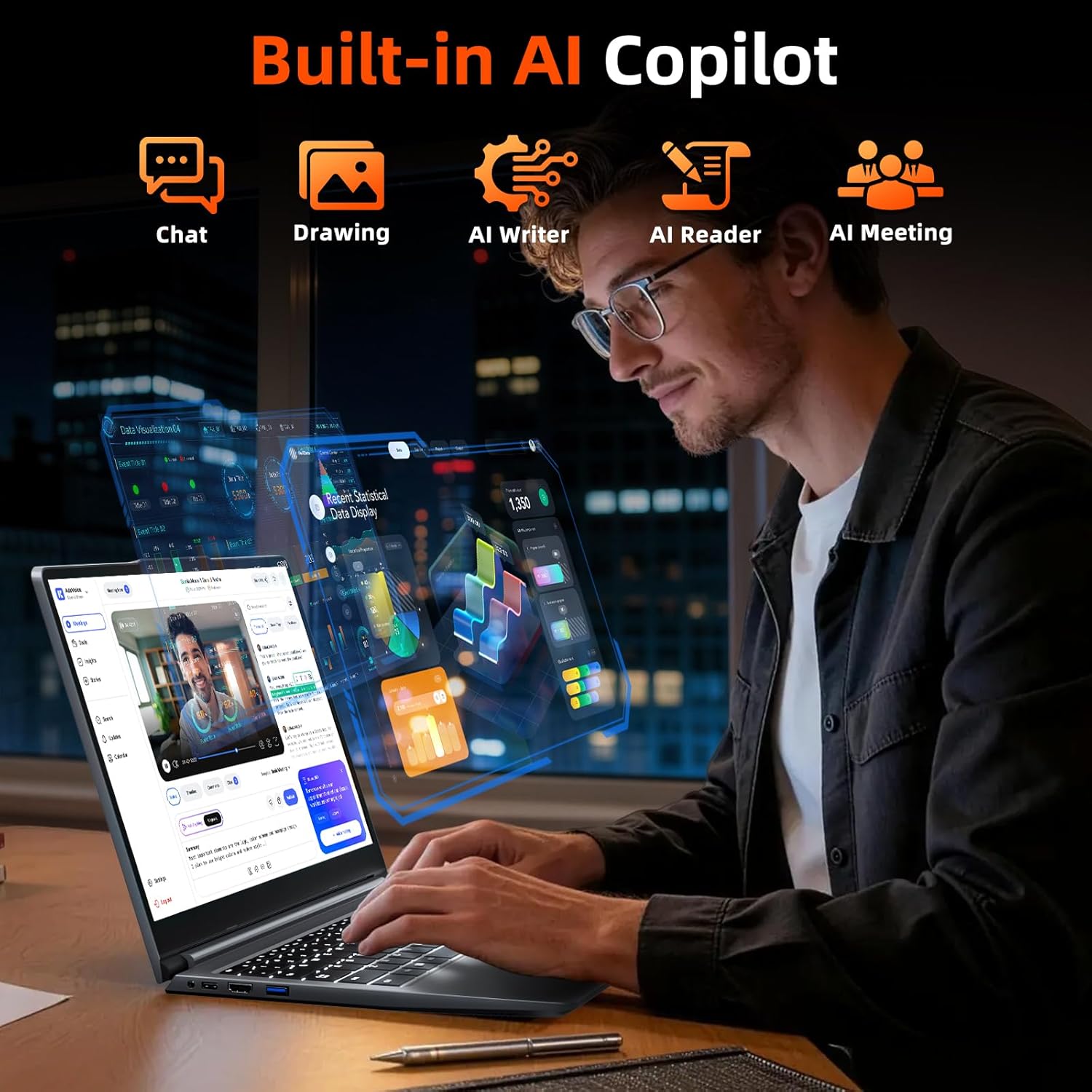 Thumbnail 2 de THEYETI Laptop 15,6 Zoll – 16 GB RAM, 512 GB ROM, AMD R5, AI Copilot, FHD Display, WiFi 6, USB-C
