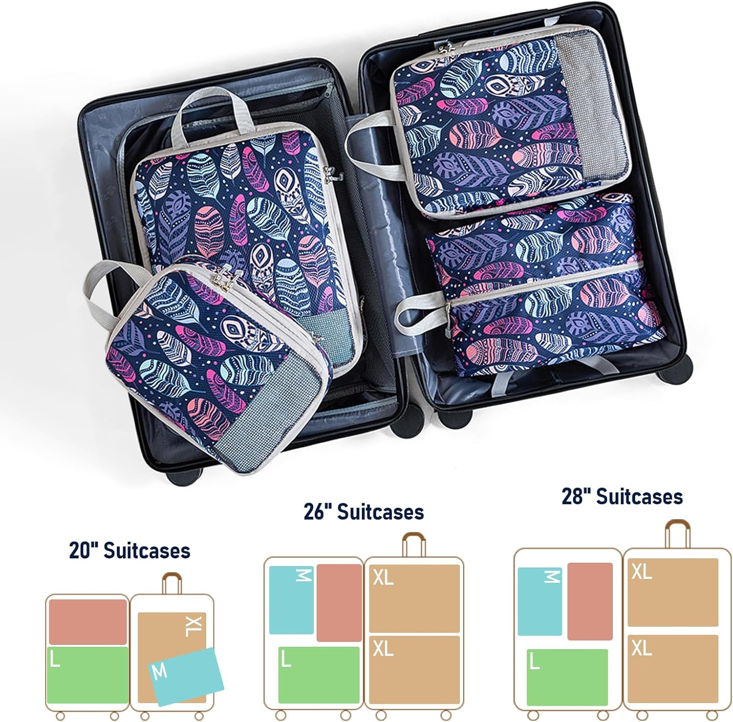 Detalle de Compression Packing Cubes for Travel – 5-Piece Set