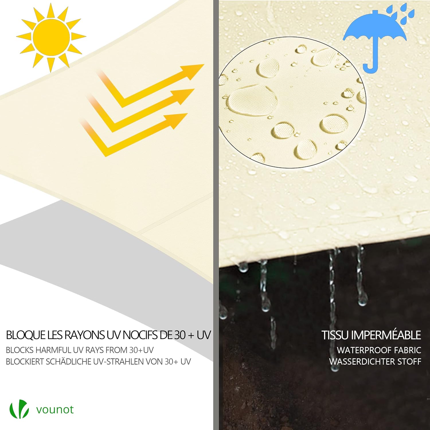 Thumbnail 4 de VOUNOT Vela Ombreggiante Rettangolare 3x4 m – Ombra elegante e protezione UV per giardino e terrazza