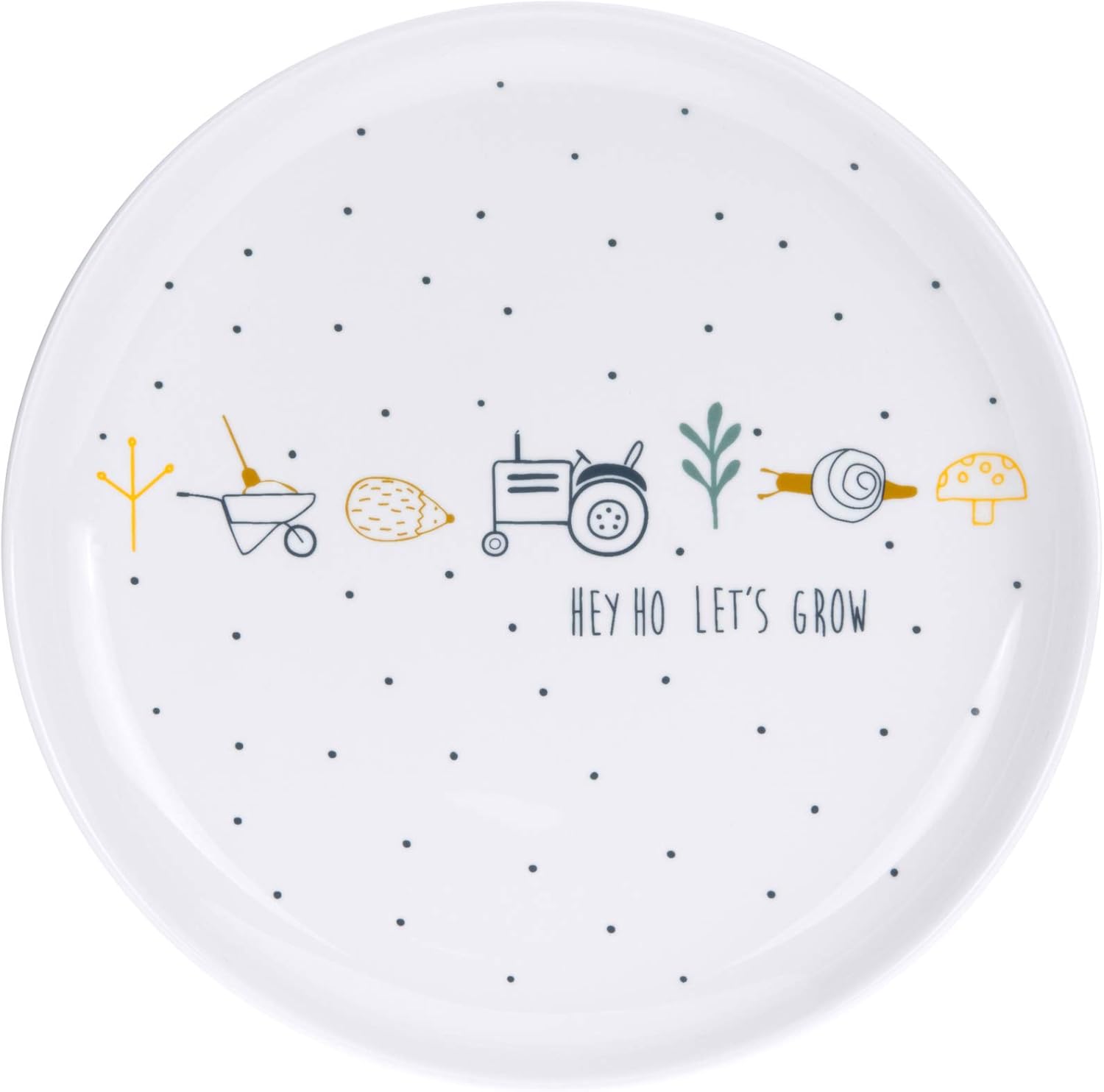 Detalle de LÄSSIG Porzellan-Kindergeschirrset Garden Explorer – Teller, Schüssel, Tasse mit Silikonring