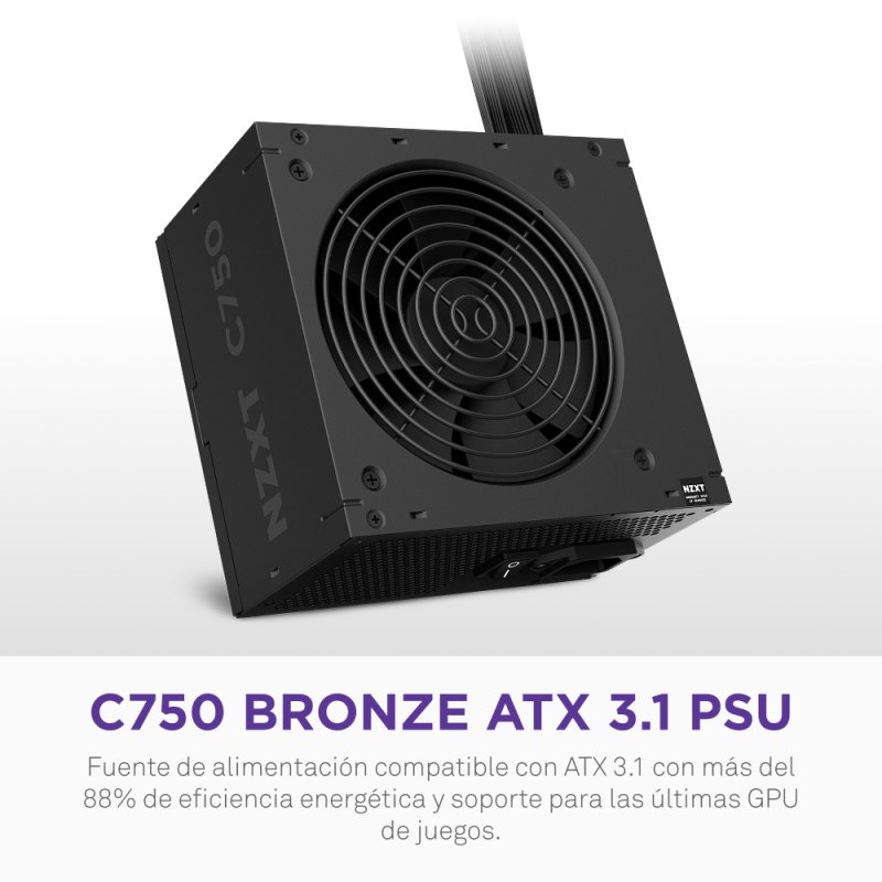 Detalle 2 de Fuente de Alimentación NZXT 750W 80+ Bronze PA-7B3BB-EU con ventilador 120 mm
