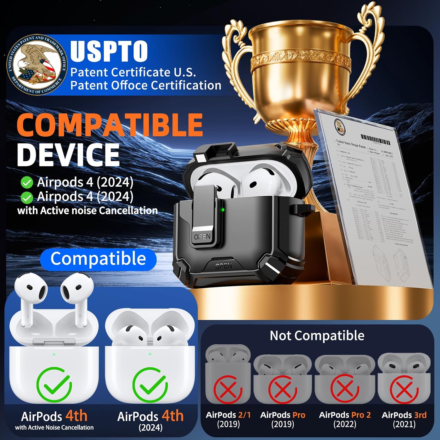 Detalle 2 de Inesore AirPods 4 Case with Phone Stand