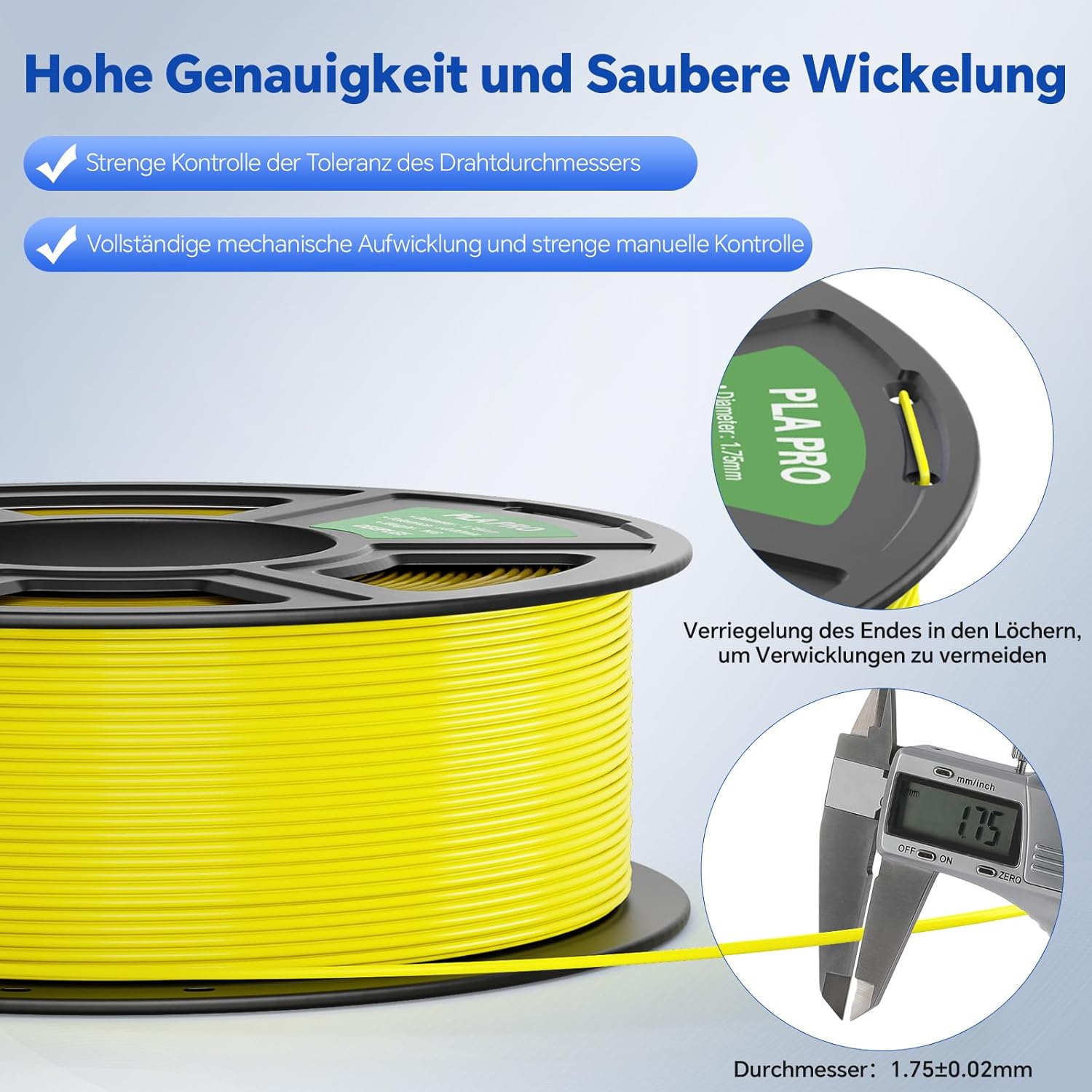 Detalle de DEEPLEE PLA PRO Filament 1,75 mm – PLA mit erhöhter Festigkeit, Maßgenauigkeit ±0,02 mm