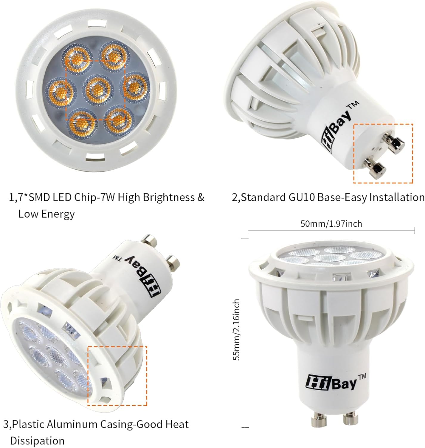 Detalle de HiBay 1x Motion Sensor Outdoor Wall Light (PIR) – IP44 stainless steel security lighting with GU10 LED