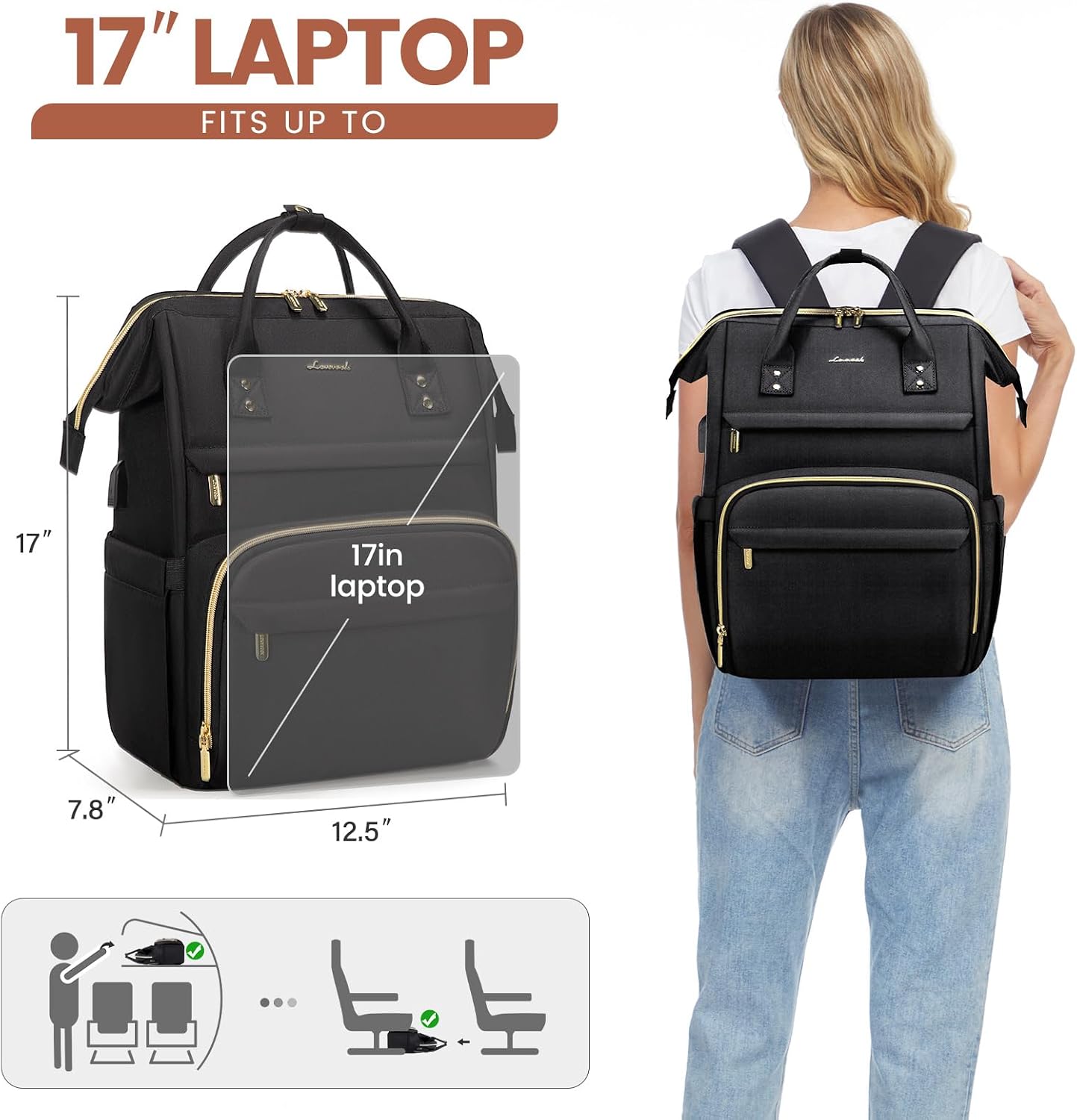 Thumbnail 5 de LOVEVOOK 17 Inch Laptop Backpack for Women