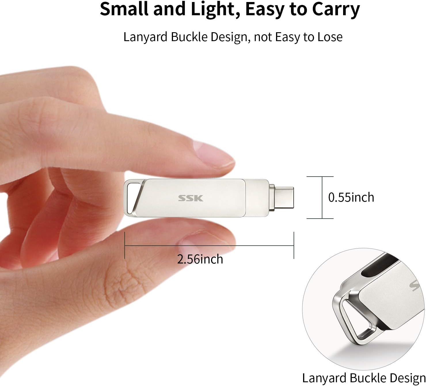Thumbnail 6 de SSK 64GB USB C Flash Drive with Dual Connectors (USB-C + USB 3.2) – 200MB/s Read