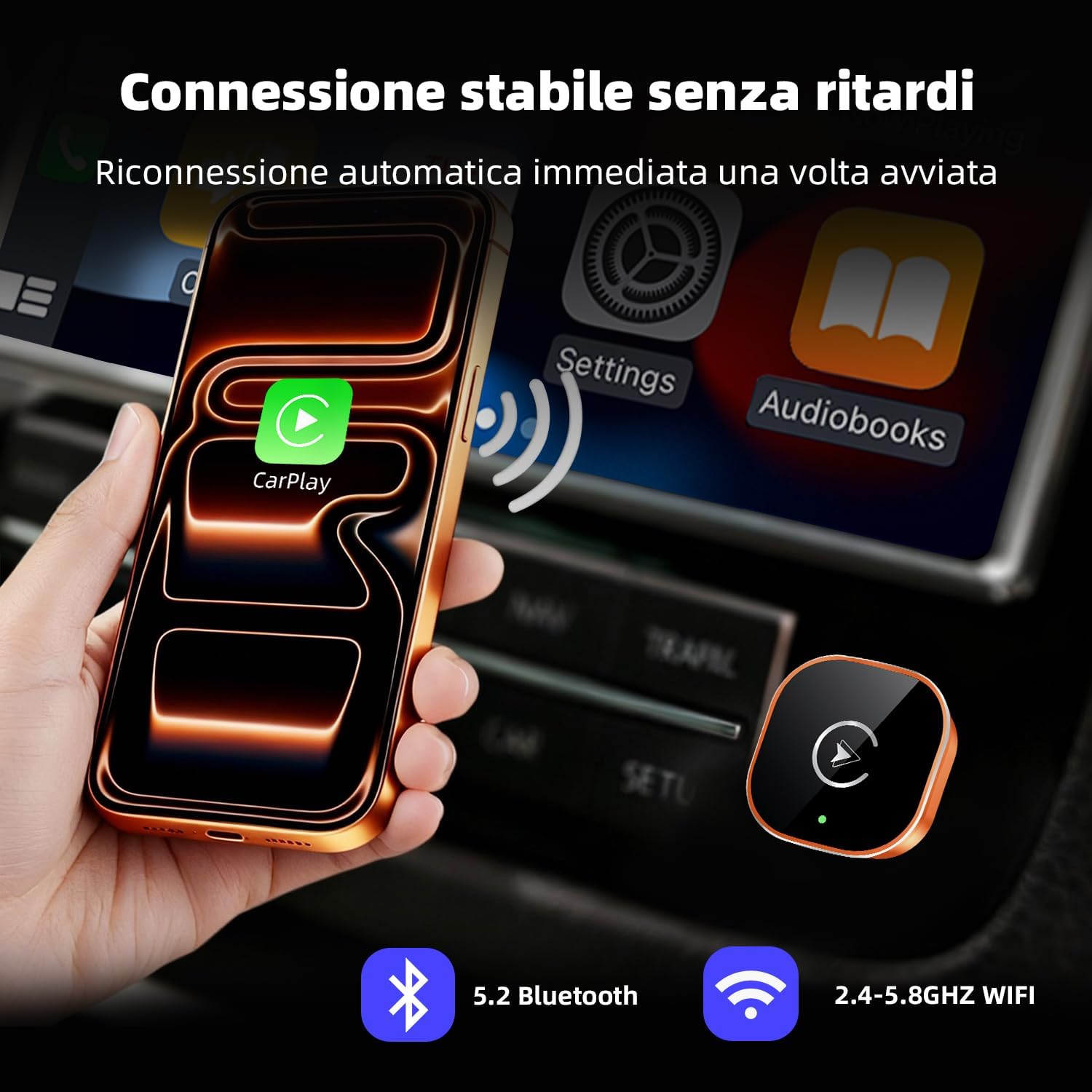 Thumbnail 1 de MYCIMRE 2026 Adattatore Wireless CarPlay mini con USB per auto (CarPlay cablato, Wi‑Fi e Bluetooth)