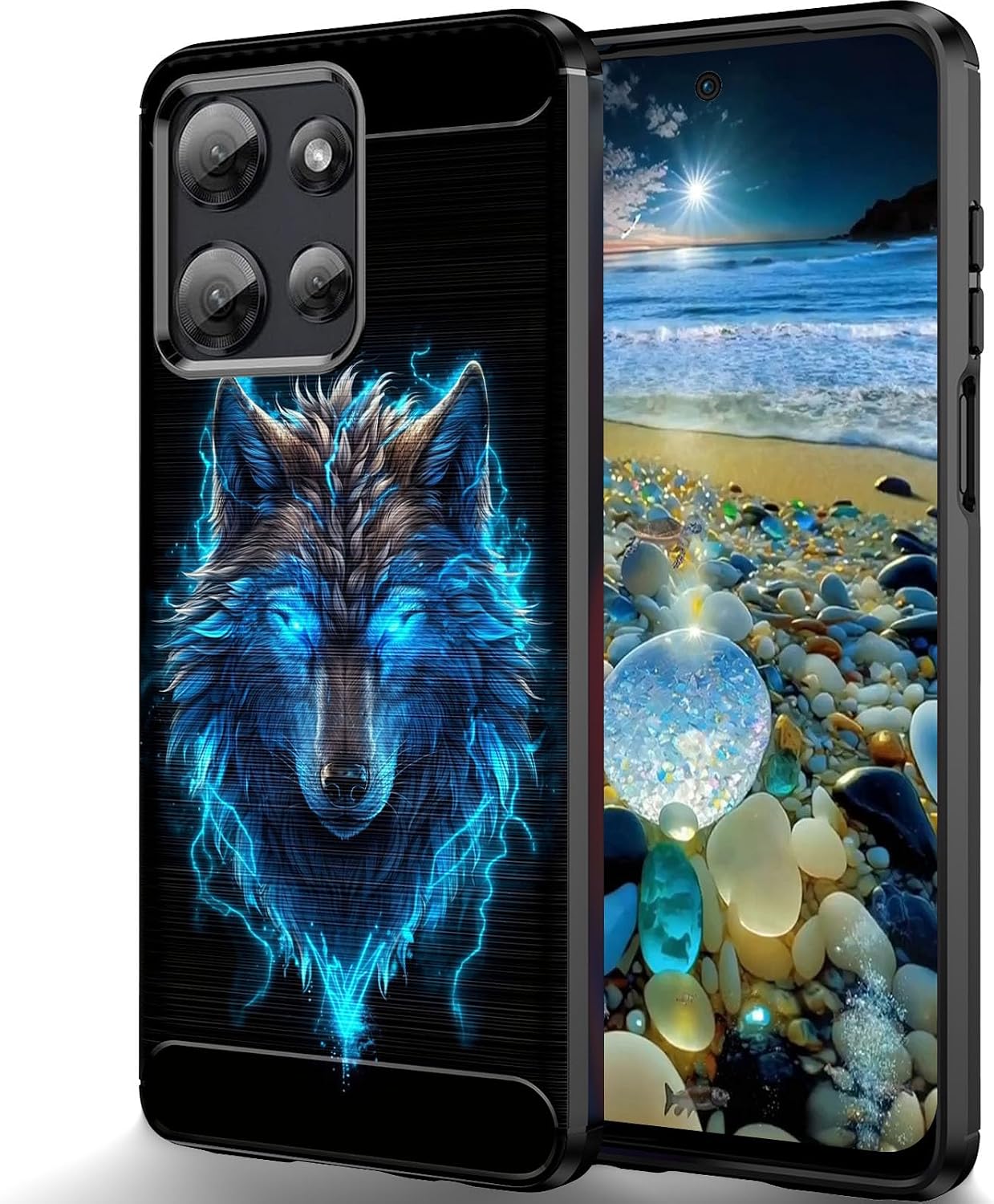 Detalle de RUUHLJLET Cute Wolf Case for Motorola Moto G Power 2025, Slim Brushed Texture