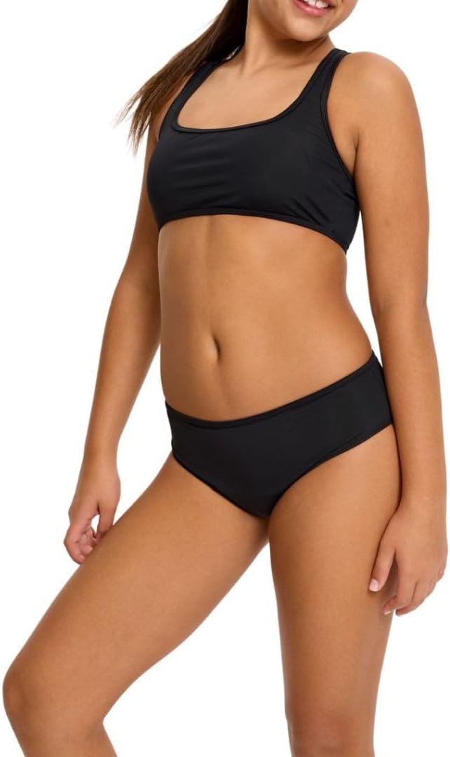 Detalle de Modibodi Pantalon menstruel pour Adolescente – Bas de Bikini Noir, absorbant léger à modéré