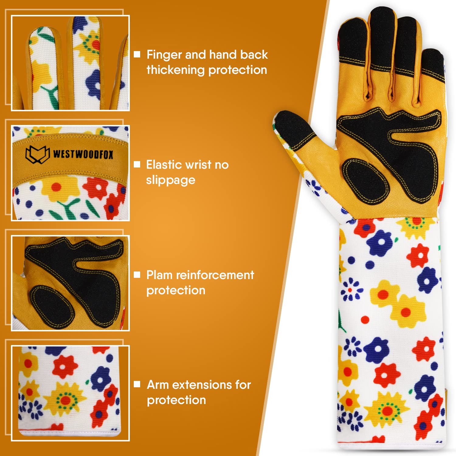 Thumbnail 1 de Leather Gardening Gloves Long Forearm Protection – Thorn Proof, Breathable Palm Gauntlets