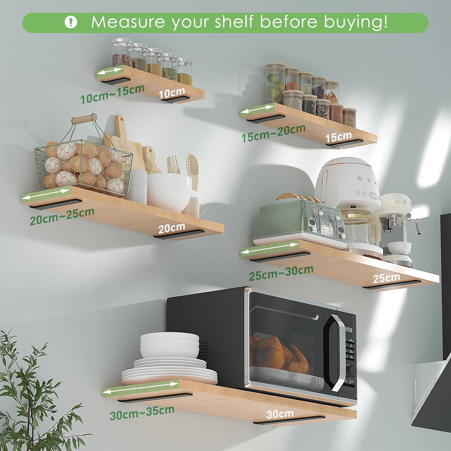 Thumbnail 4 de Yeabett 2 Pack Shelf Brackets 20cm (Heavy Duty) – Wall-Mounted, 75kg Load Capacity, Black
