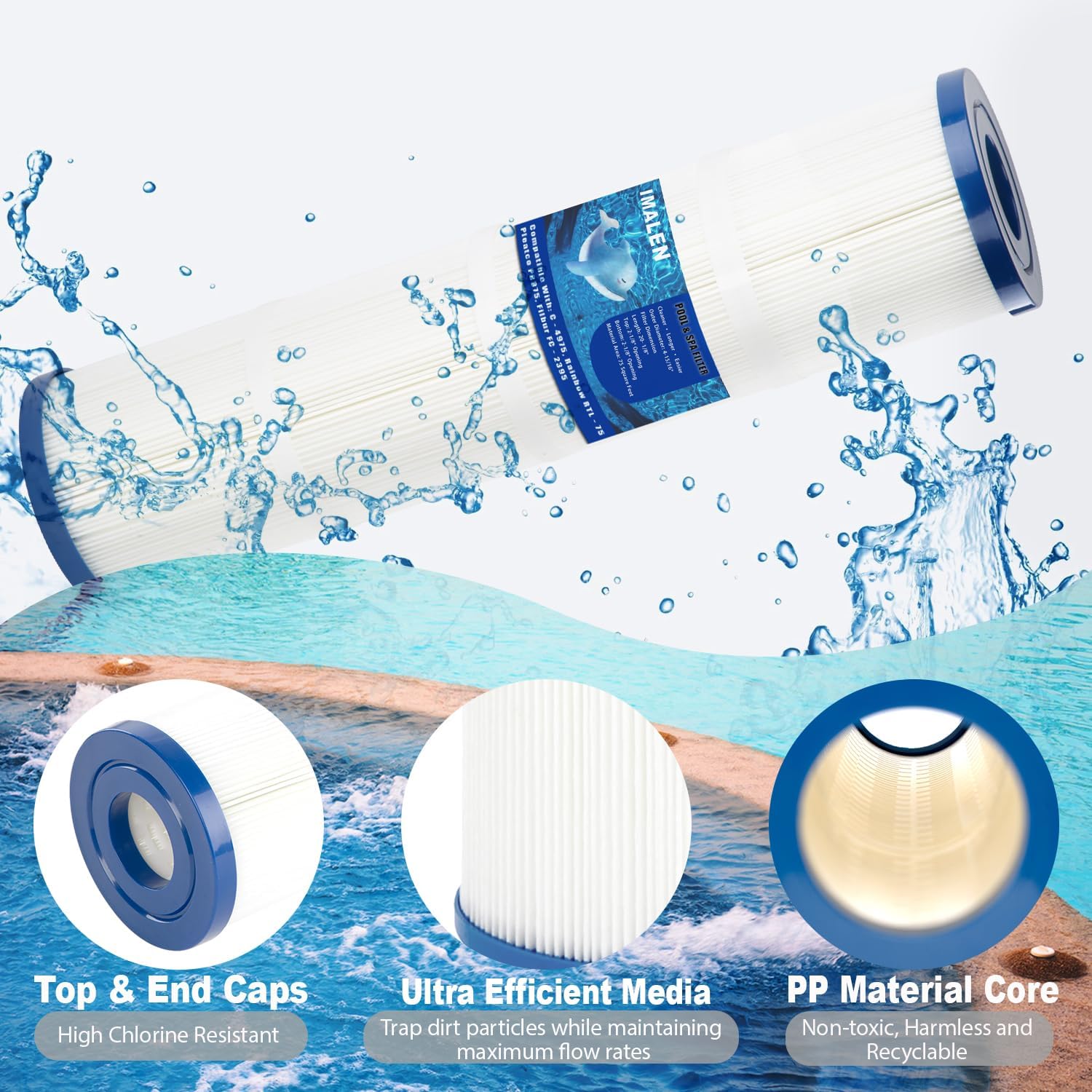 Detalle 1 de IMALEN LX-10-D Spa Filter Cartridge, 2-Pack, 42 sq. ft. Filtration