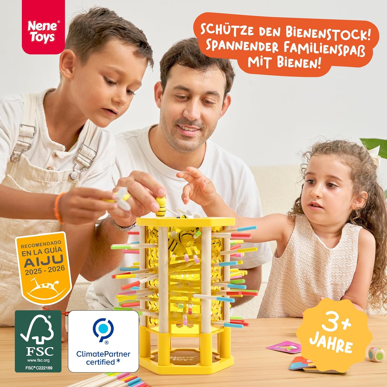 Detalle 2 de Nene Toys BEEFALL Groß Lernspiel 4‑in‑1 für Kinder 🎲